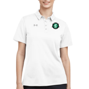 Product image for the women's white par polo.